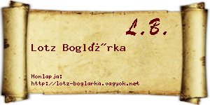 Lotz Boglárka névjegykártya